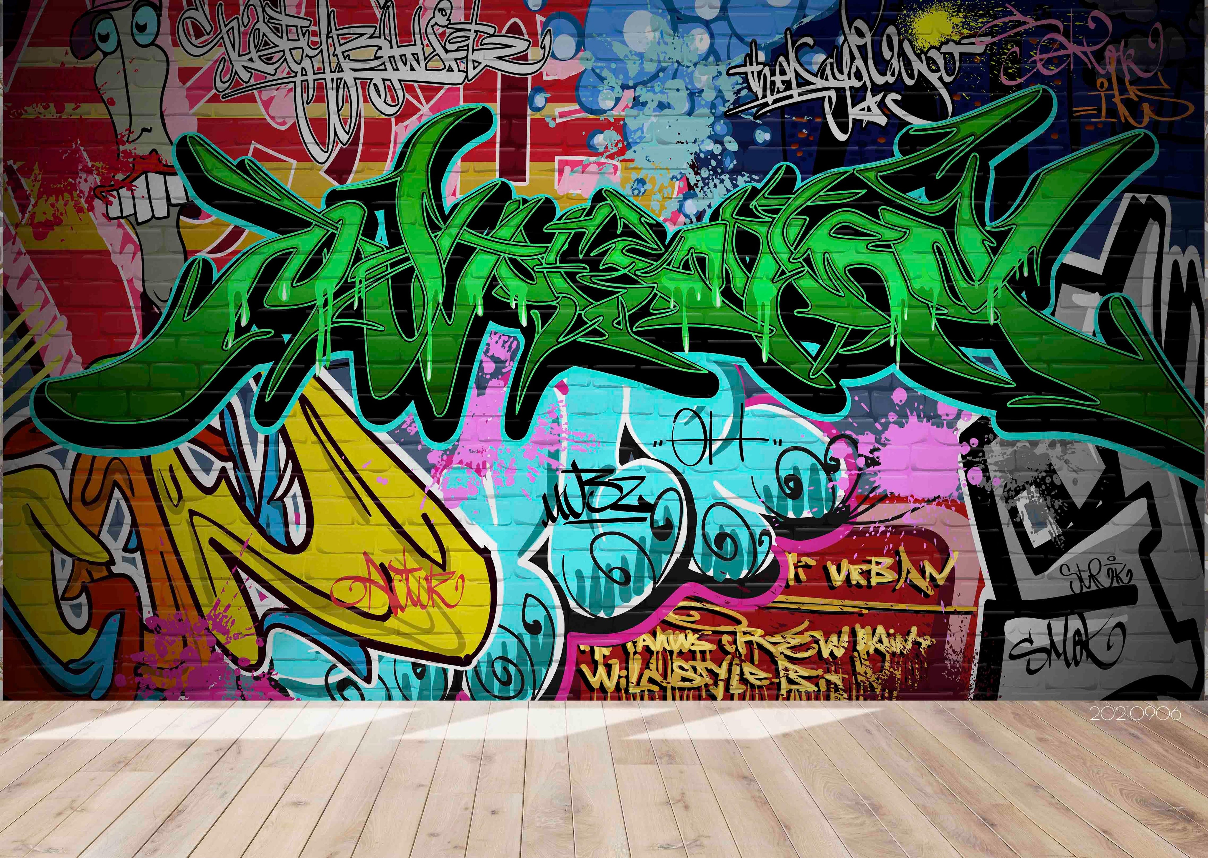 3D Abstract Color Graffiti Wall Mural Wallpaper LQH 508- Jess Art Decoration