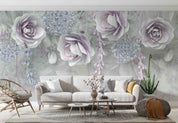 3D Watercolor Floral Purple Wall Mural Wallpaper GD 44- Jess Art Decoration