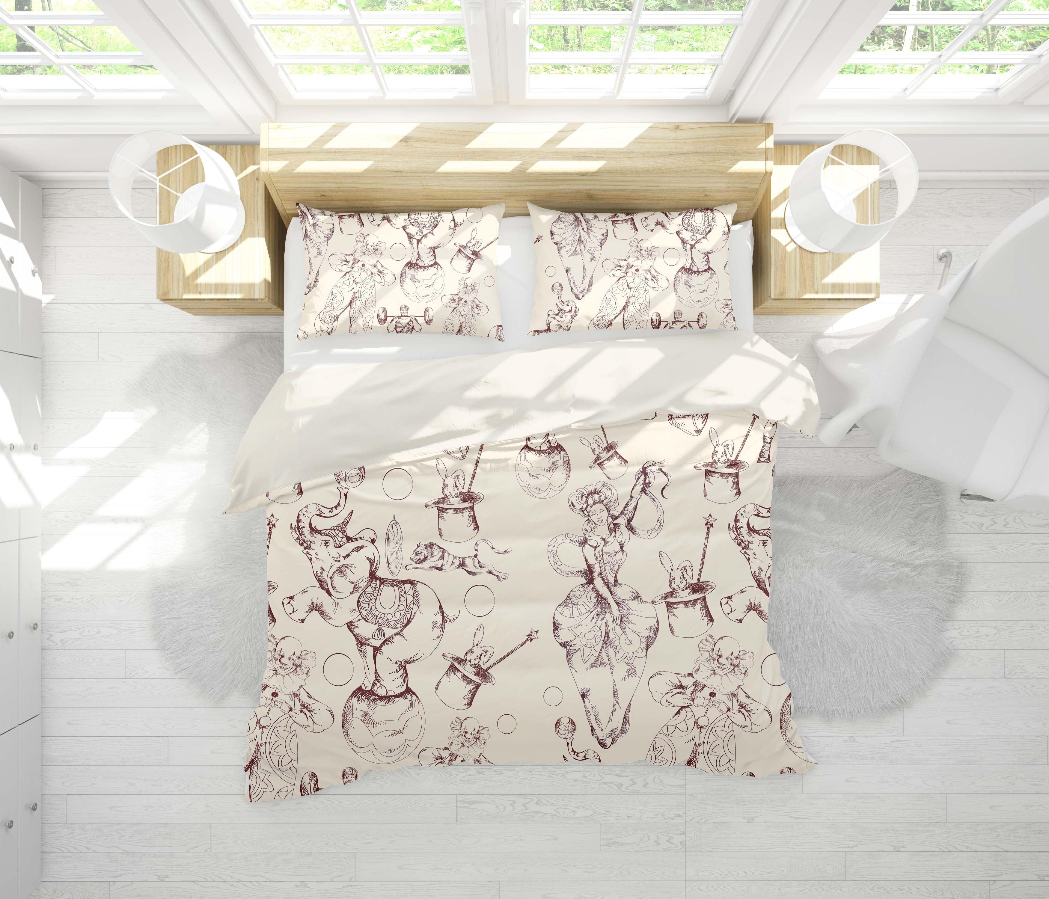 3D Hand Drawn Circus Elephant Quilt Cover Set Bedding Set Duvet Cover Pillowcases LXL- Jess Art Decoration