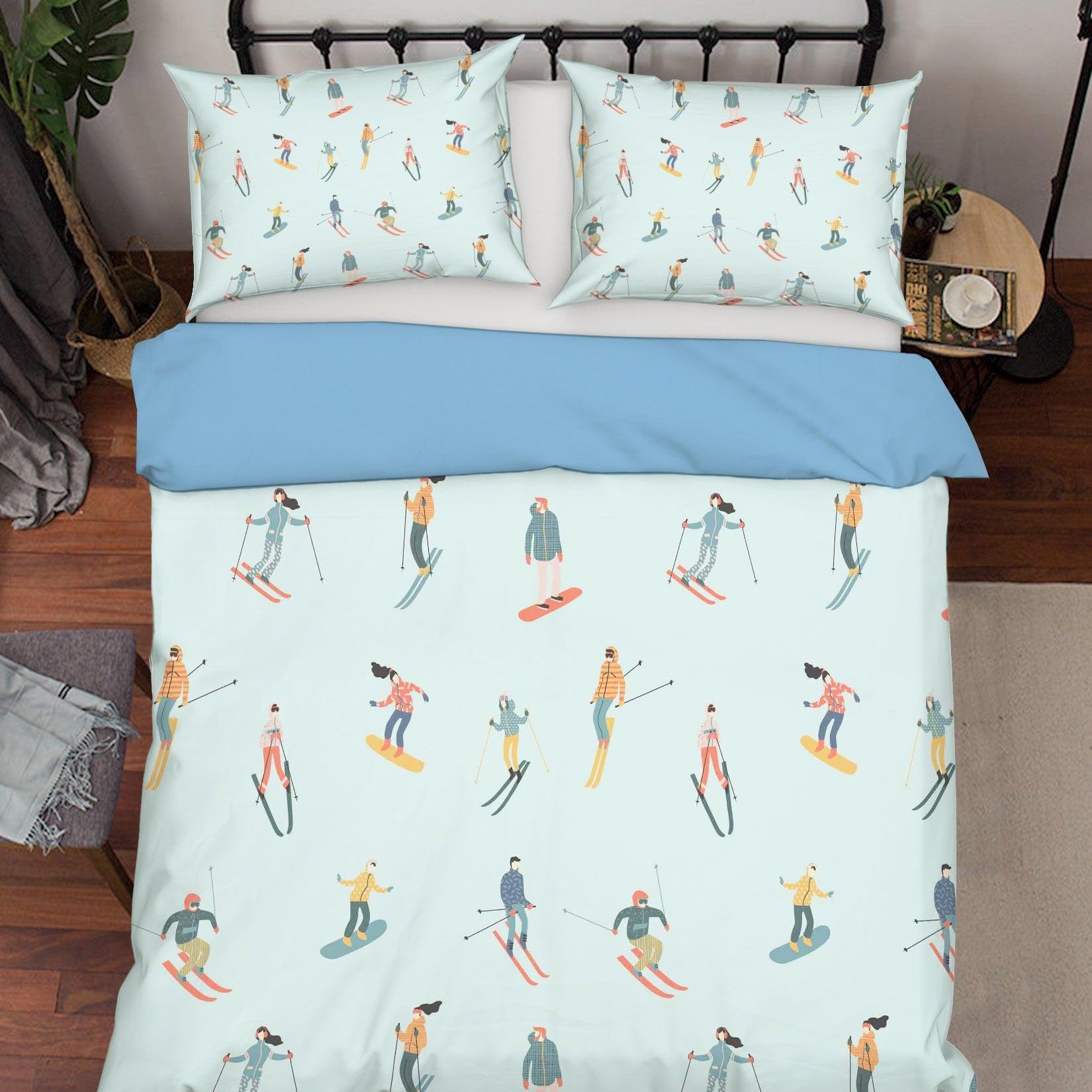 3D Color Skiing Pattern Quilt Cover Set Bedding Set Pillowcases  197- Jess Art Decoration