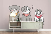 3D Cartoon Dogs Cat Wall Mural Wallpaper 10- Jess Art Decoration
