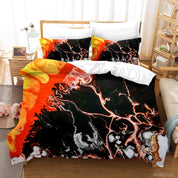 3D Abstract Black Orange Marble Texture Quilt Cover Set Bedding Set Duvet Cover Pillowcases 4- Jess Art Decoration