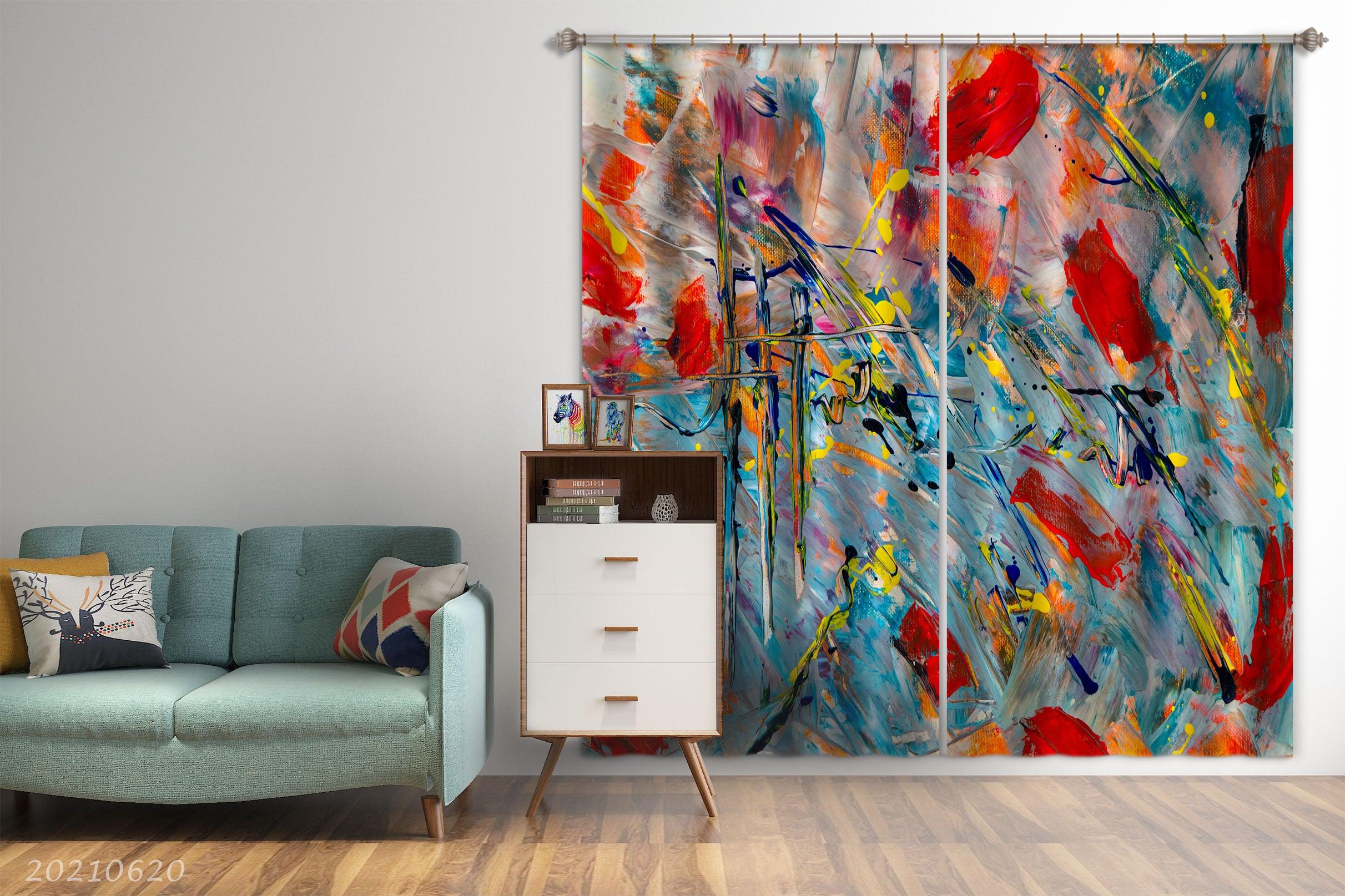 3D Abstract Art Color Graffiti Pattern Curtains and Drapes GD 734- Jess Art Decoration