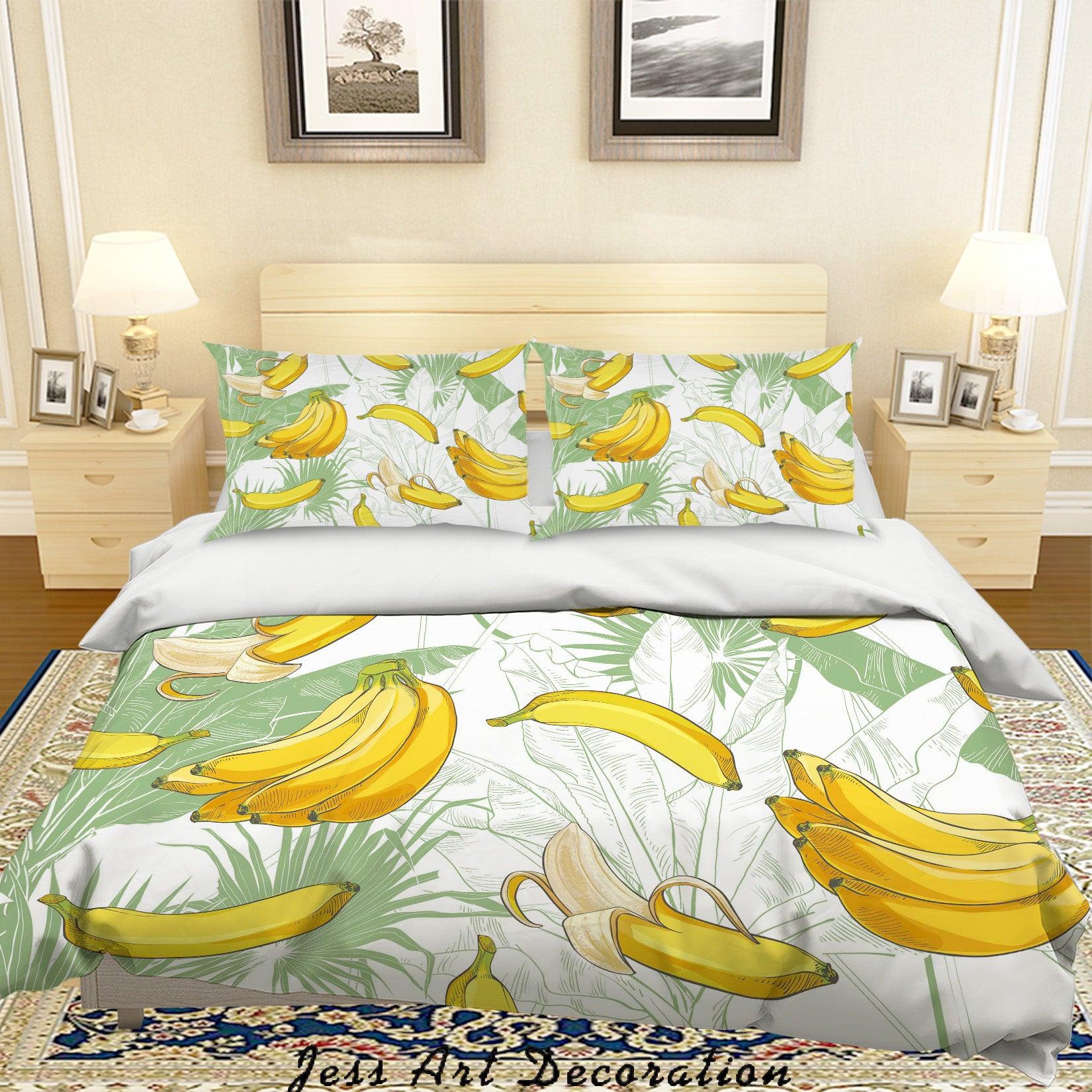 3D Yellow Banana Pattern Quilt Cover Set Bedding Set Pillowcases 58- Jess Art Decoration