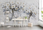 3D White Oil Painting Floral Wall Mural Removable 125- Jess Art Decoration