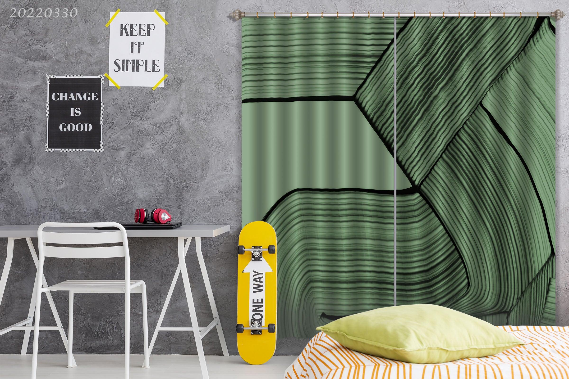 3D Abstract Art Texture Background Green Curtains and Drapes GD 3684- Jess Art Decoration