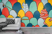 3D Hand-painted Cartoon Girl Mountain Wall Mural Wallpaper SWW3845- Jess Art Decoration