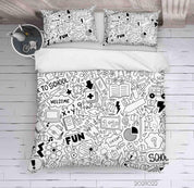 3D Abstract School Supplies Illustration Doodle Quilt Cover Set Bedding Set Duvet Cover Pillowcases 40- Jess Art Decoration