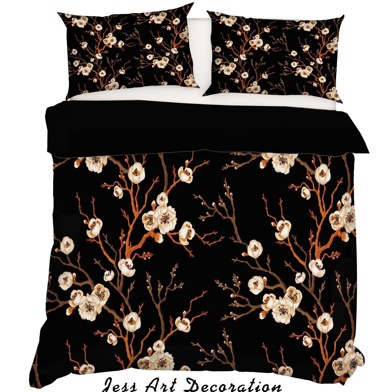 3D White Flower Branch Quilt Cover Set Bedding Set Pillowcases 203- Jess Art Decoration