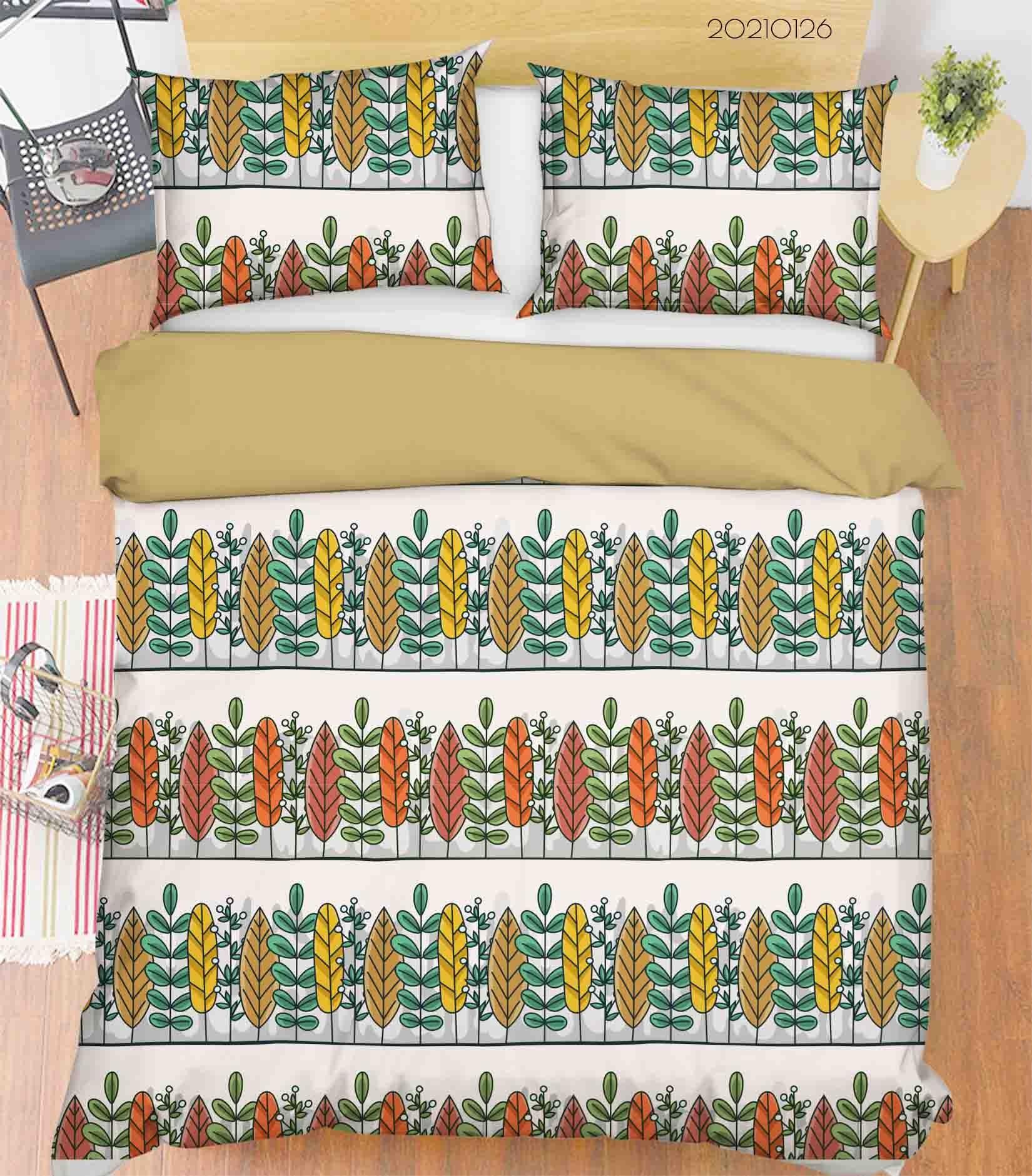 3D Hand Drawn Color Forest Tree Quilt Cover Set Bedding Set Duvet Cover Pillowcases 1- Jess Art Decoration