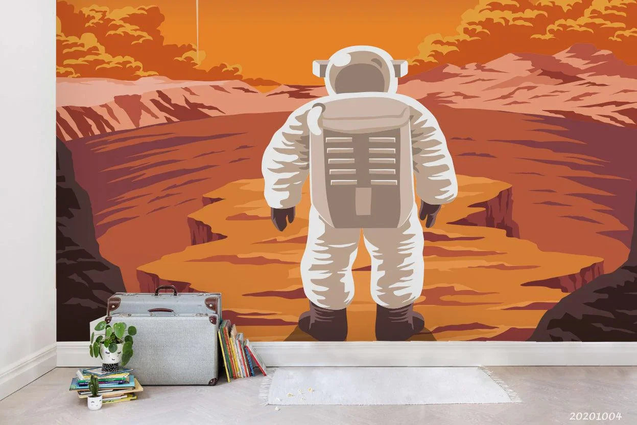 3D Cartoon Planet Astronaut Wall Mural Wallpaper WJ 1506- Jess Art Decoration