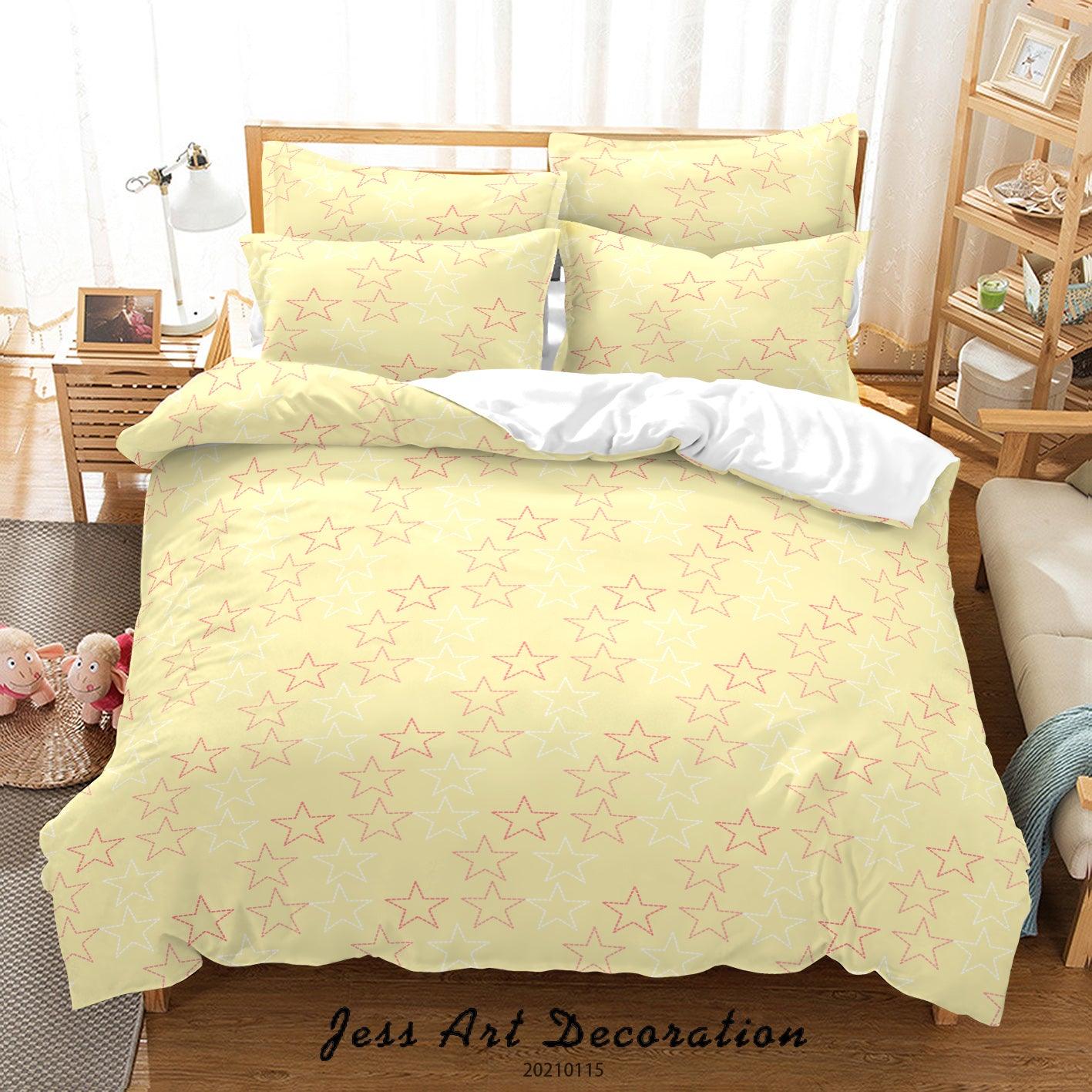 3D Yellow Star Pattern Quilt Cover Set Bedding Set Duvet Cover Pillowcases 32- Jess Art Decoration