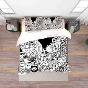 3D Abstract Gray Monster Graffiti Quilt Cover Set Bedding Set Duvet Cover Pillowcases 10- Jess Art Decoration