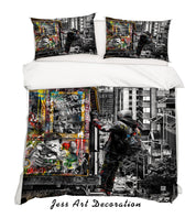 3D Abstract Black White Street View Risky Figure Quilt Cover Set Bedding Set Duvet Cover Pillowcases LXL- Jess Art Decoration