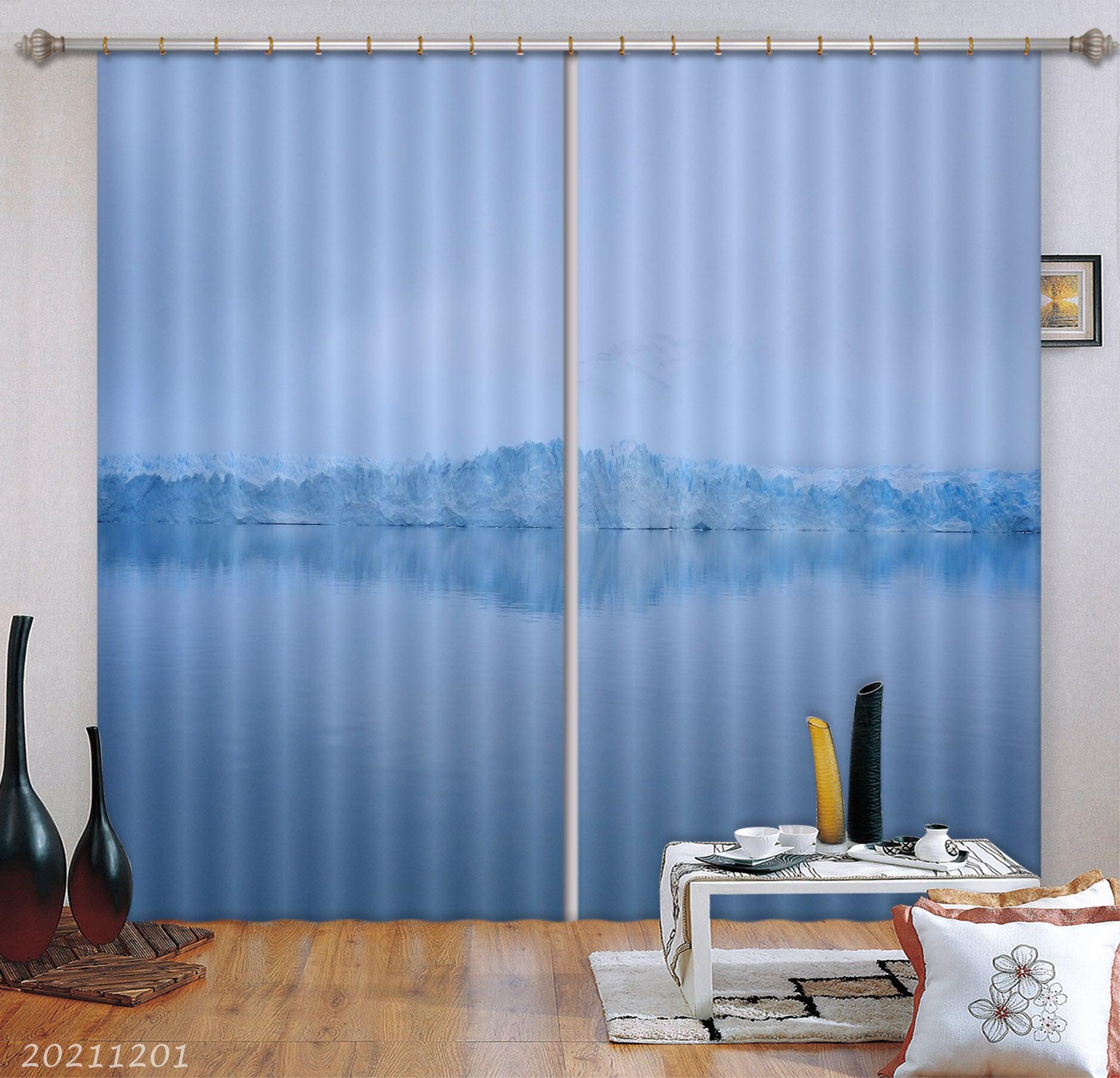 3D Lake Glacier White Landscape Curtains and Drapes LLL 42- Jess Art Decoration