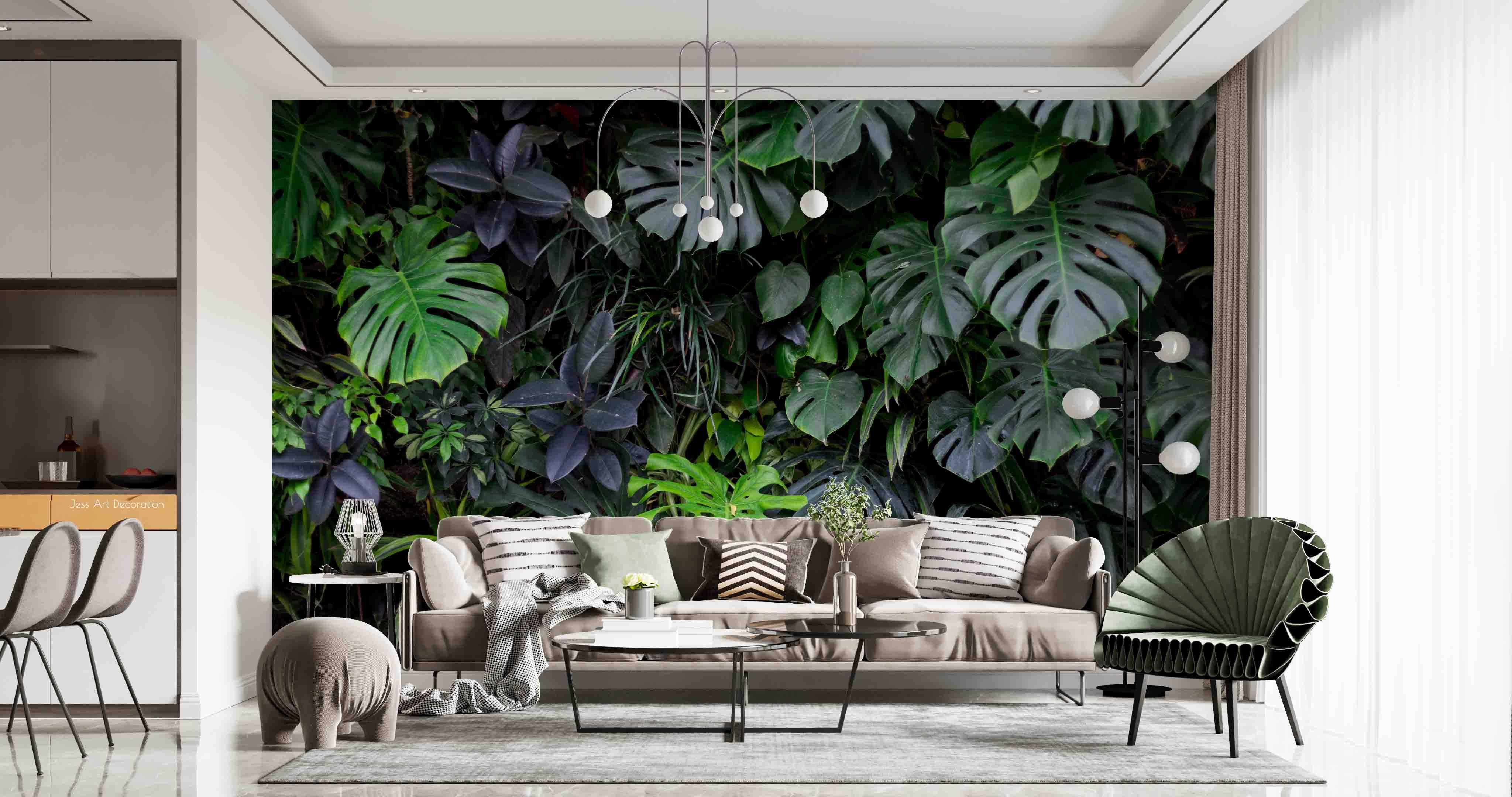 3D Tropical Plant Green Leaf Wall Mural Wallpaper GD 2657- Jess Art Decoration