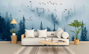 3D Fog Forest Birds Wall Mural Wallpaper 210- Jess Art Decoration
