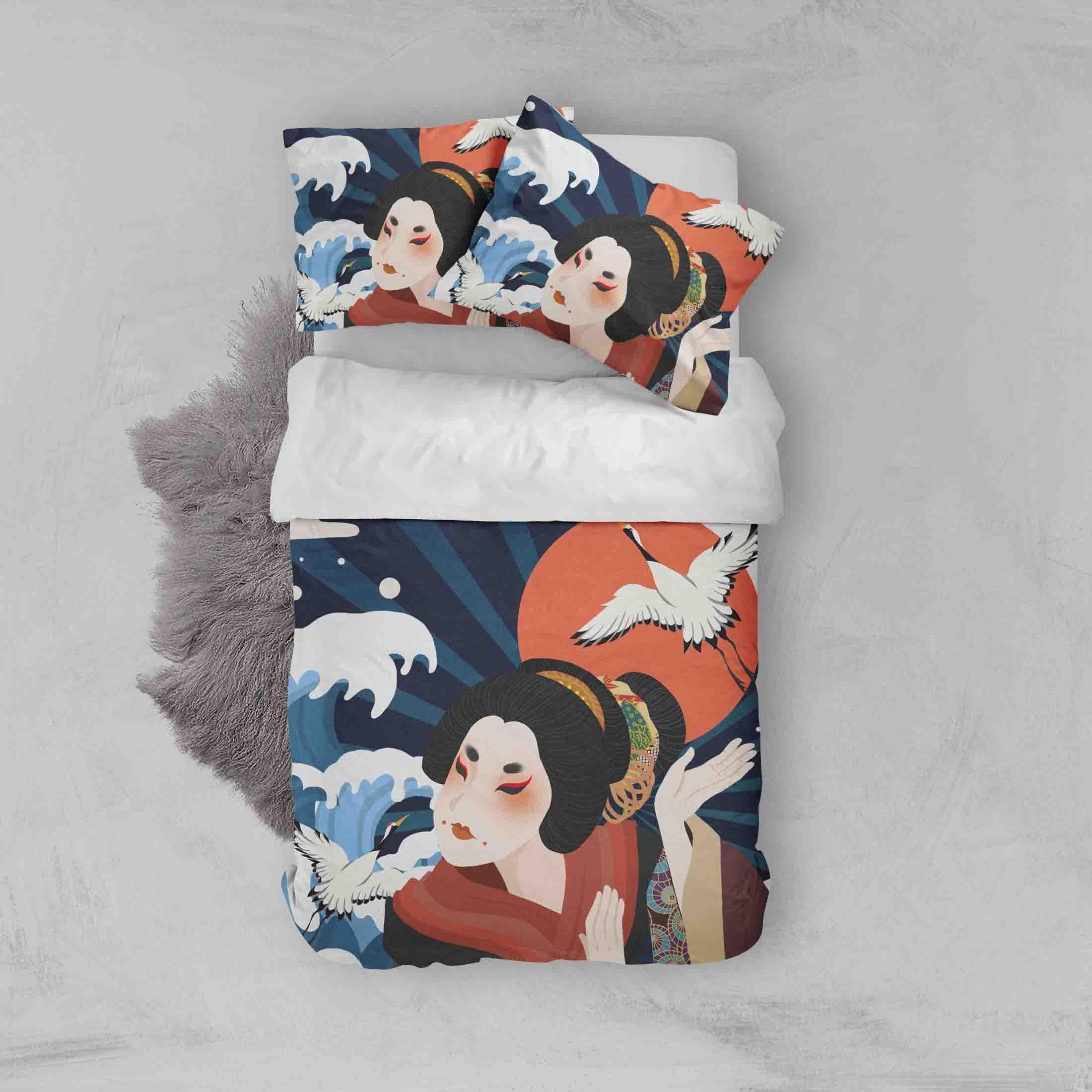 3D Abstract Kimono Beauty Quilt Cover Set Bedding Set Pillowcases 19- Jess Art Decoration