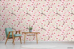 3D Hand Sketching Pink Floral Leaves Plant Wall Mural Wallpaper LXL 1271- Jess Art Decoration