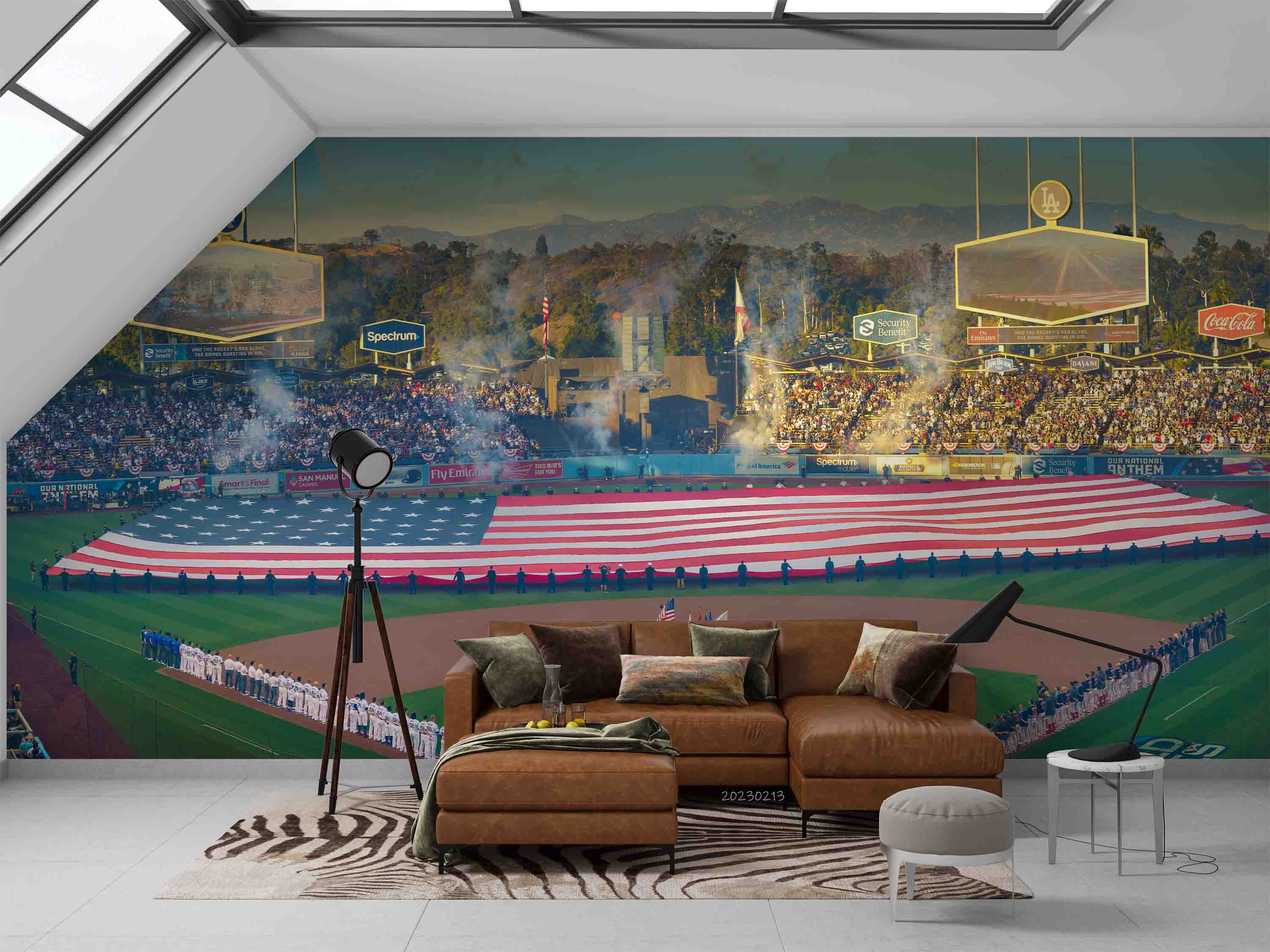 3D Dodger Stadium Los Angeles USA Wall Mural Wallpaper GD 1515- Jess Art Decoration