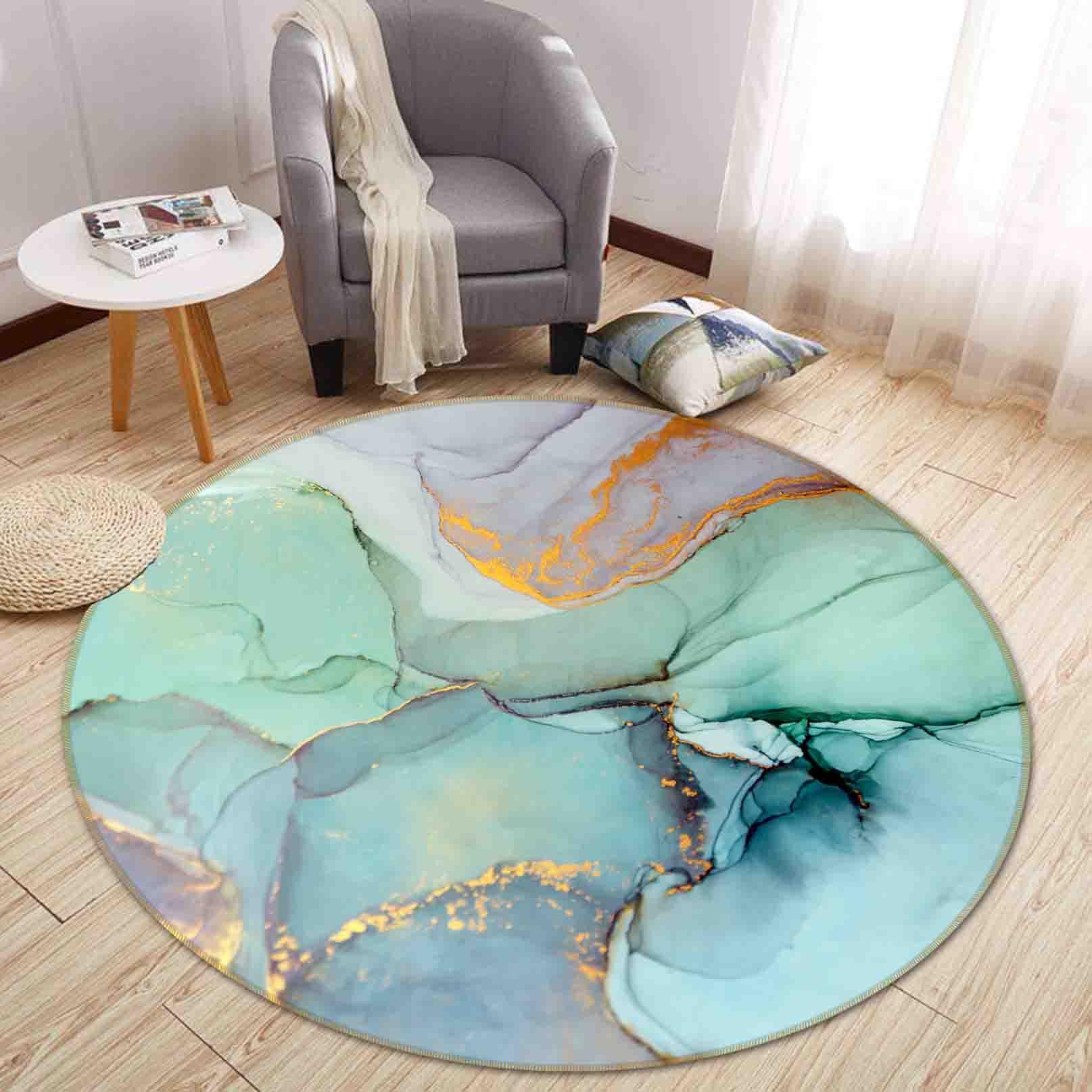 3D Watercolor Green Marble Texture Non-Slip Round Rug Mat 101- Jess Art Decoration