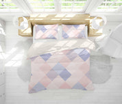 3D Pink Blue Checker Quilt Cover Set Bedding Set Pillowcases 29- Jess Art Decoration