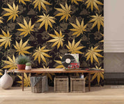 3D Hand Drawn Golden Maple Leaf Wall Mural Wallpaper LQH 53- Jess Art Decoration
