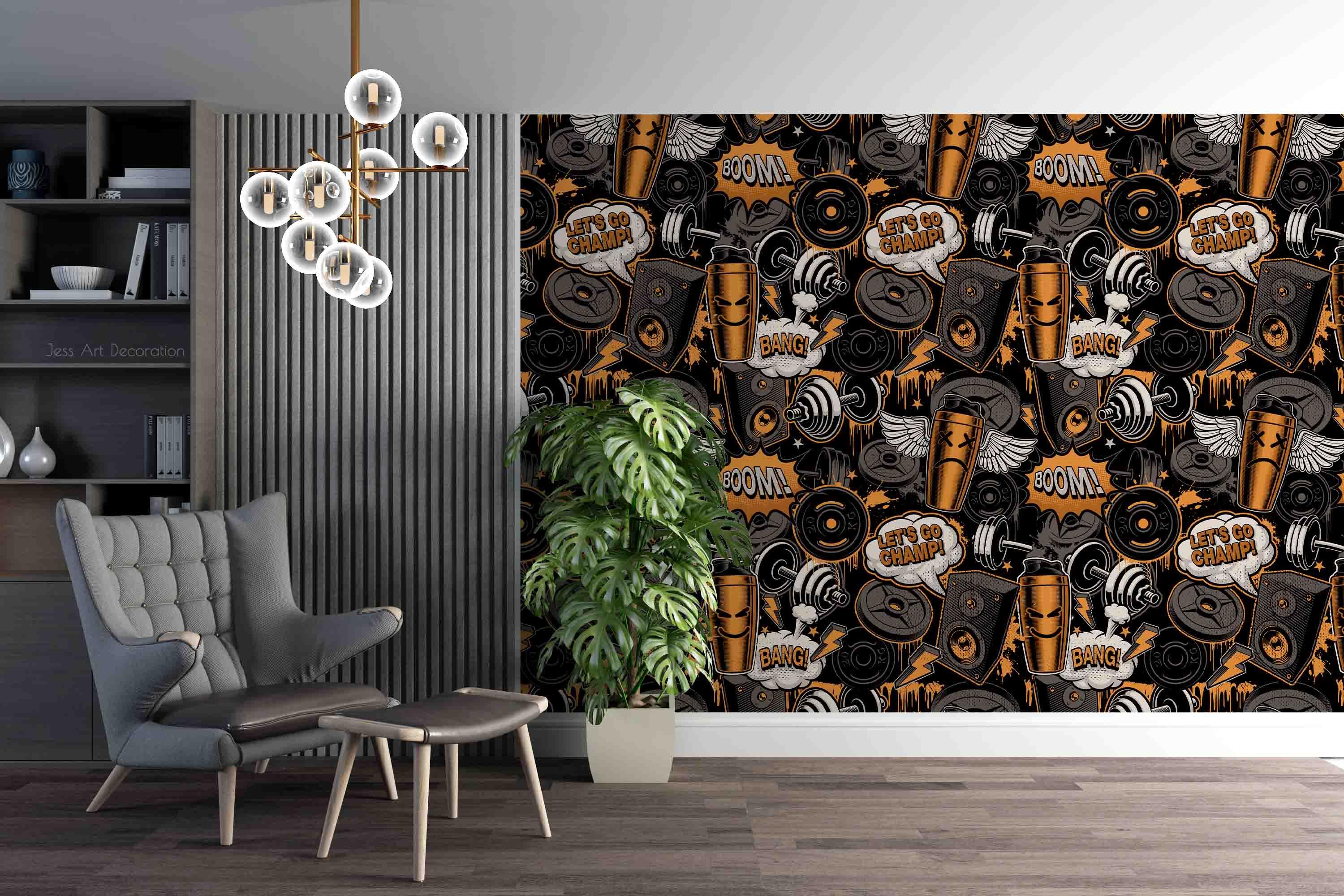 3D Dumbbell Speaker Cup Wall Mural Wallpaper GD 3001- Jess Art Decoration