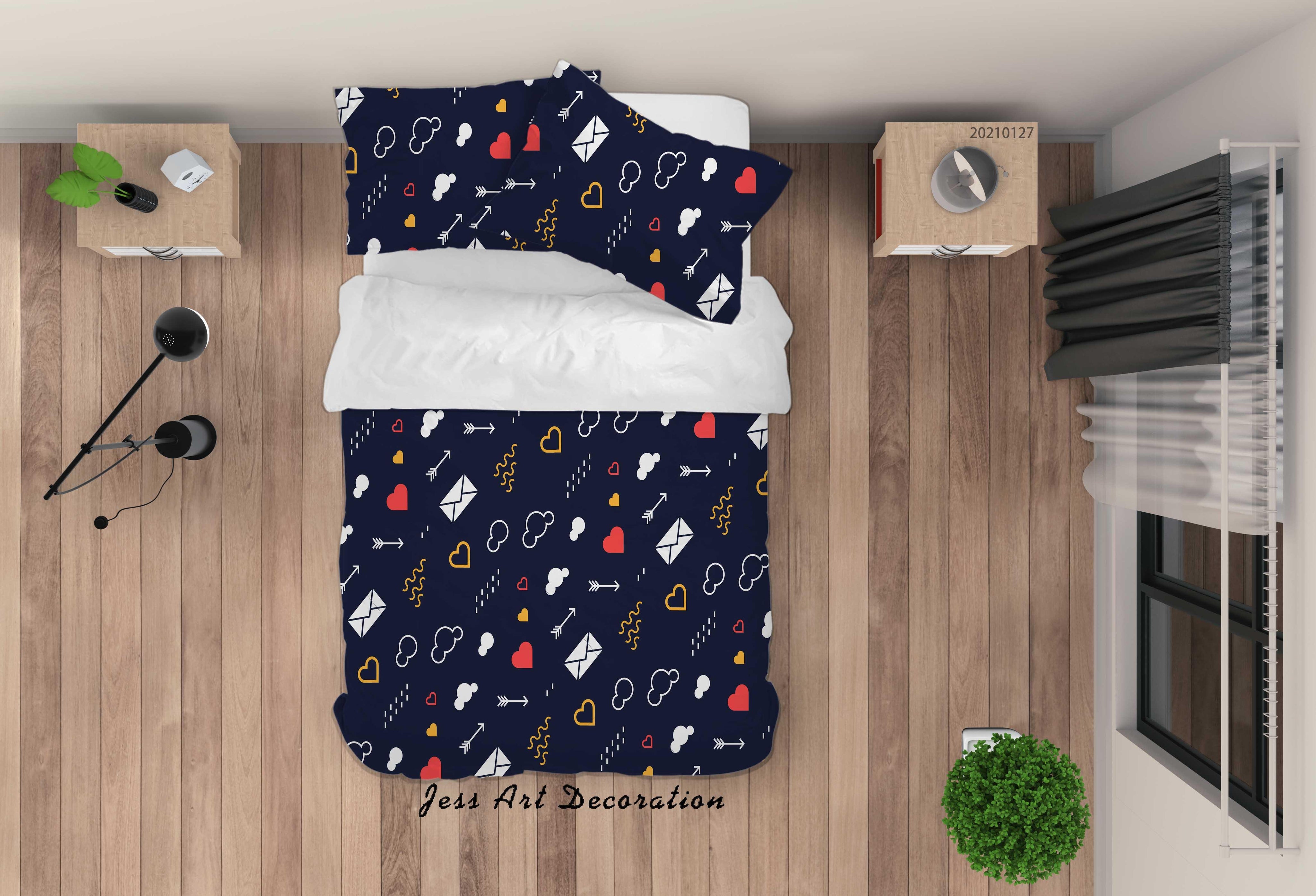 3D Valentine's Day Design Quilt Cover Set Bedding Set Duvet Cover Pillowcases 112- Jess Art Decoration
