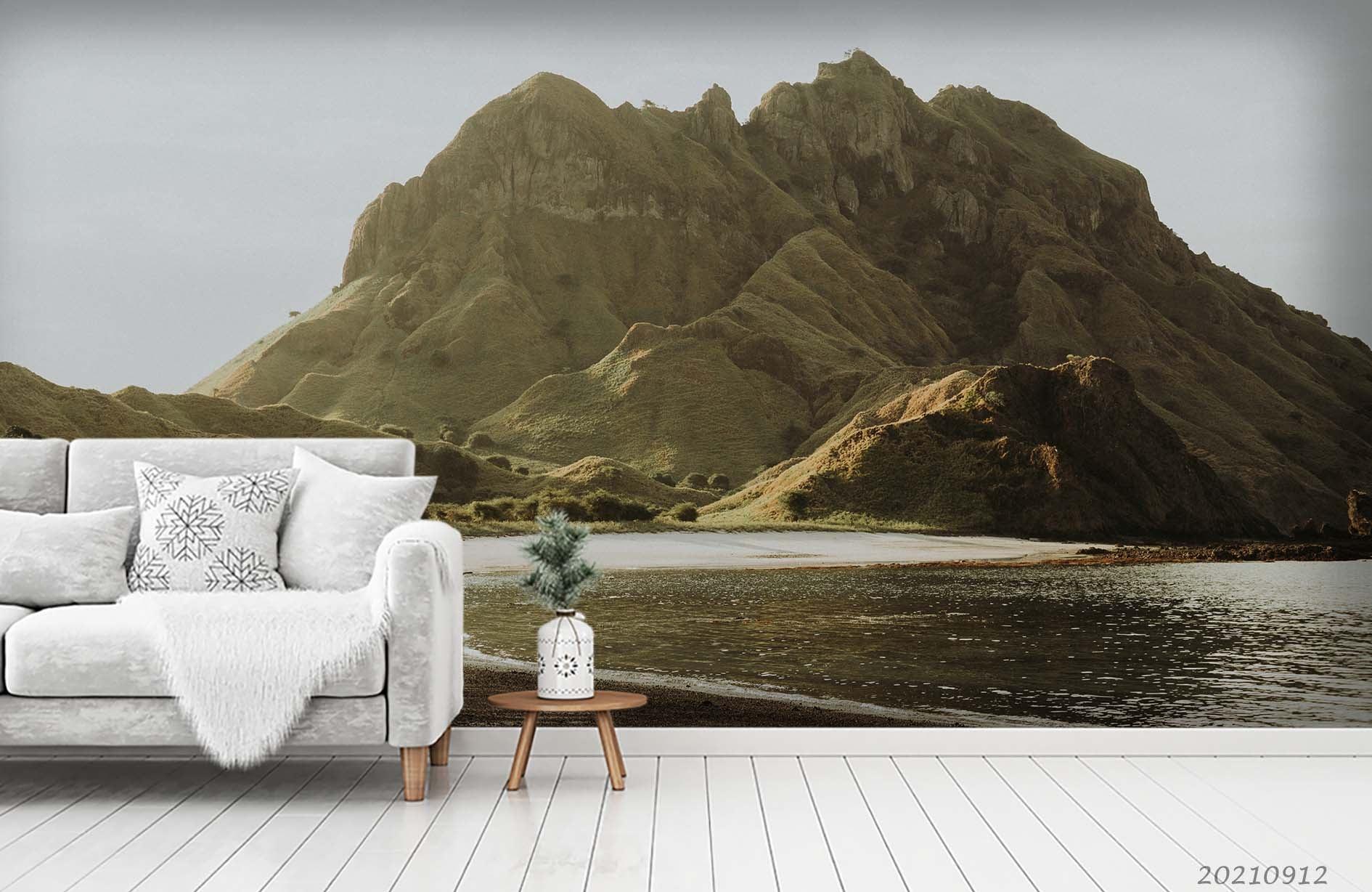 3D Mountain Beach Landscape Wall Mural Wallpaper LQH 384- Jess Art Decoration