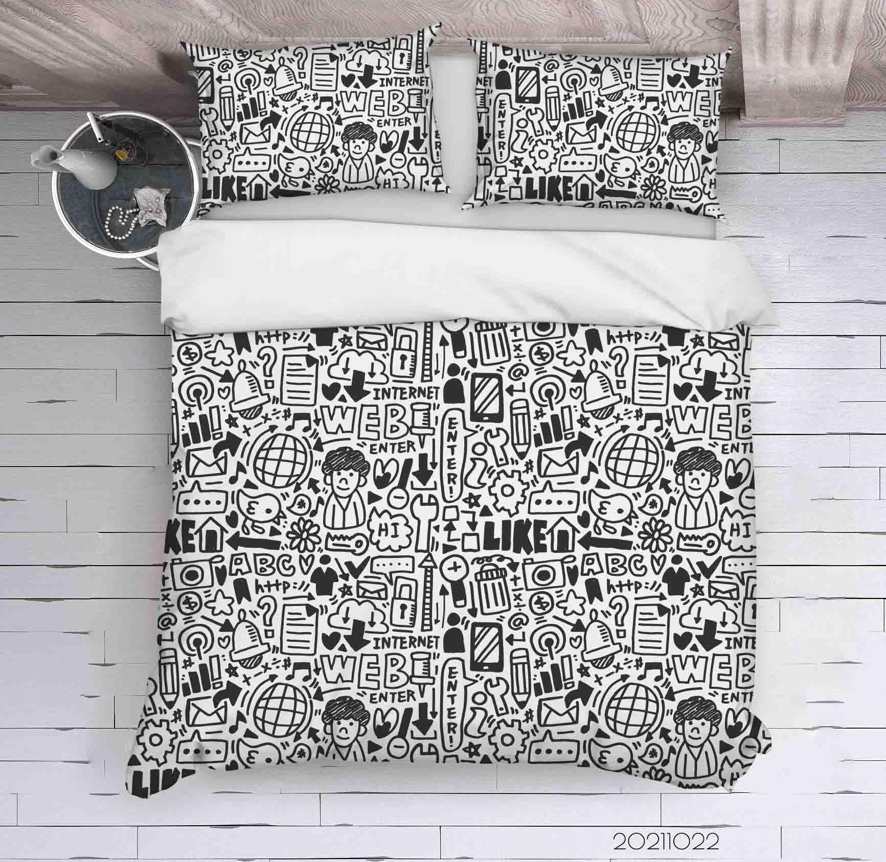 3D Cartoon Kid Doodle Quilt Cover Set Bedding Set Duvet Cover Pillowcases 78- Jess Art Decoration
