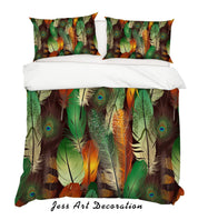 3D Green Feather Pattern Quilt Cover Set Bedding Set Pillowcases 27- Jess Art Decoration