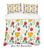 3D Watercolor Floral Pattern Quilt Cover Set Bedding Set Pillowcases 79- Jess Art Decoration