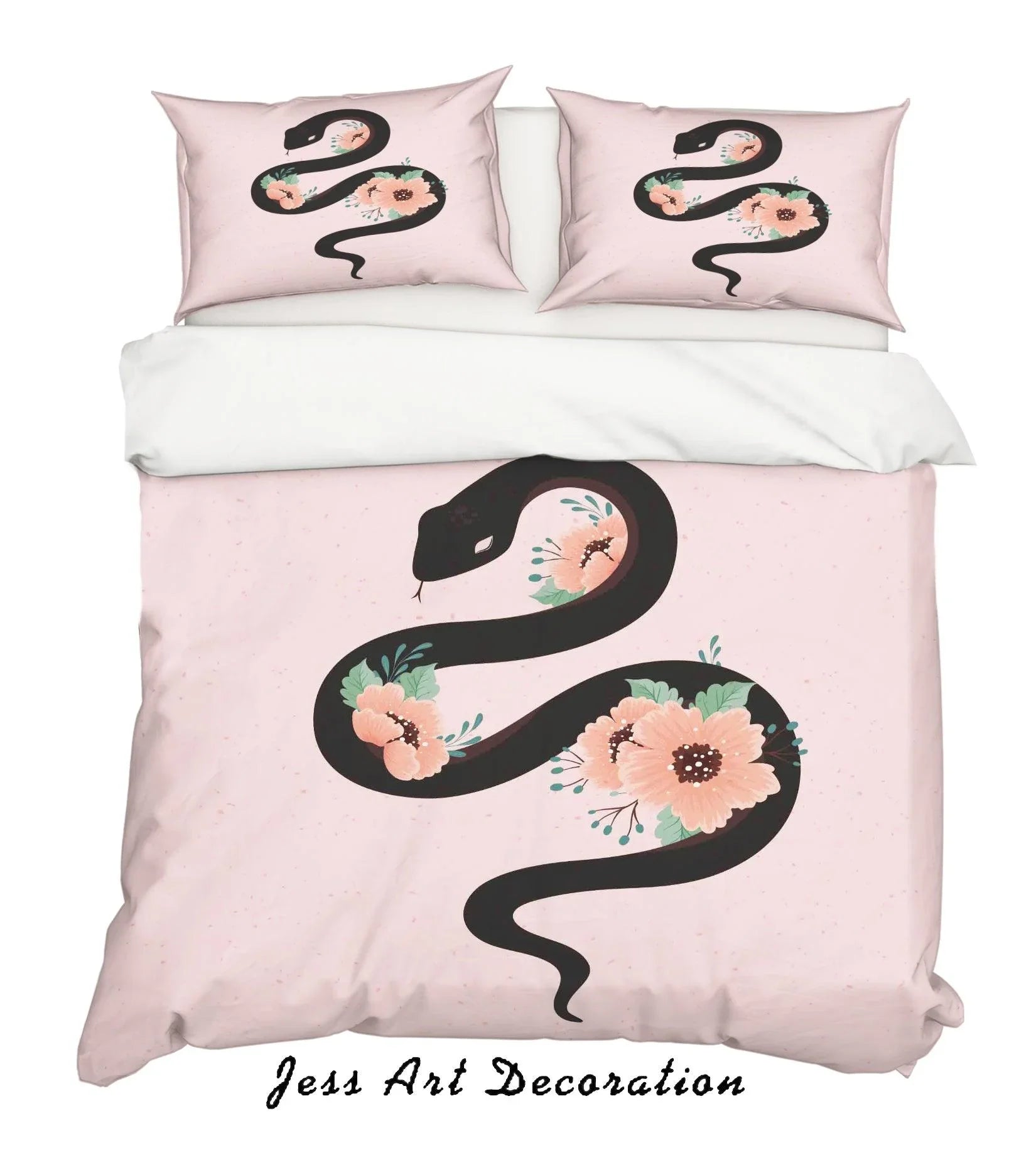 3D Pink Snake Quilt Cover Set Bedding Set Duvet Cover Pillowcases SF07- Jess Art Decoration