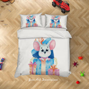3D White Mouse Gift Quilt Cover Set Bedding Set Duvet Cover Pillowcases SF17- Jess Art Decoration