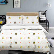 3D Pattern Cute Bee Heart Dash Quilt Cover Set Bedding Set Duvet Cover Pillowcases WJ 3468- Jess Art Decoration