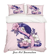 3D Pink Snake Floral Quilt Cover Set Bedding Set Duvet Cover Pillowcases SF08- Jess Art Decoration