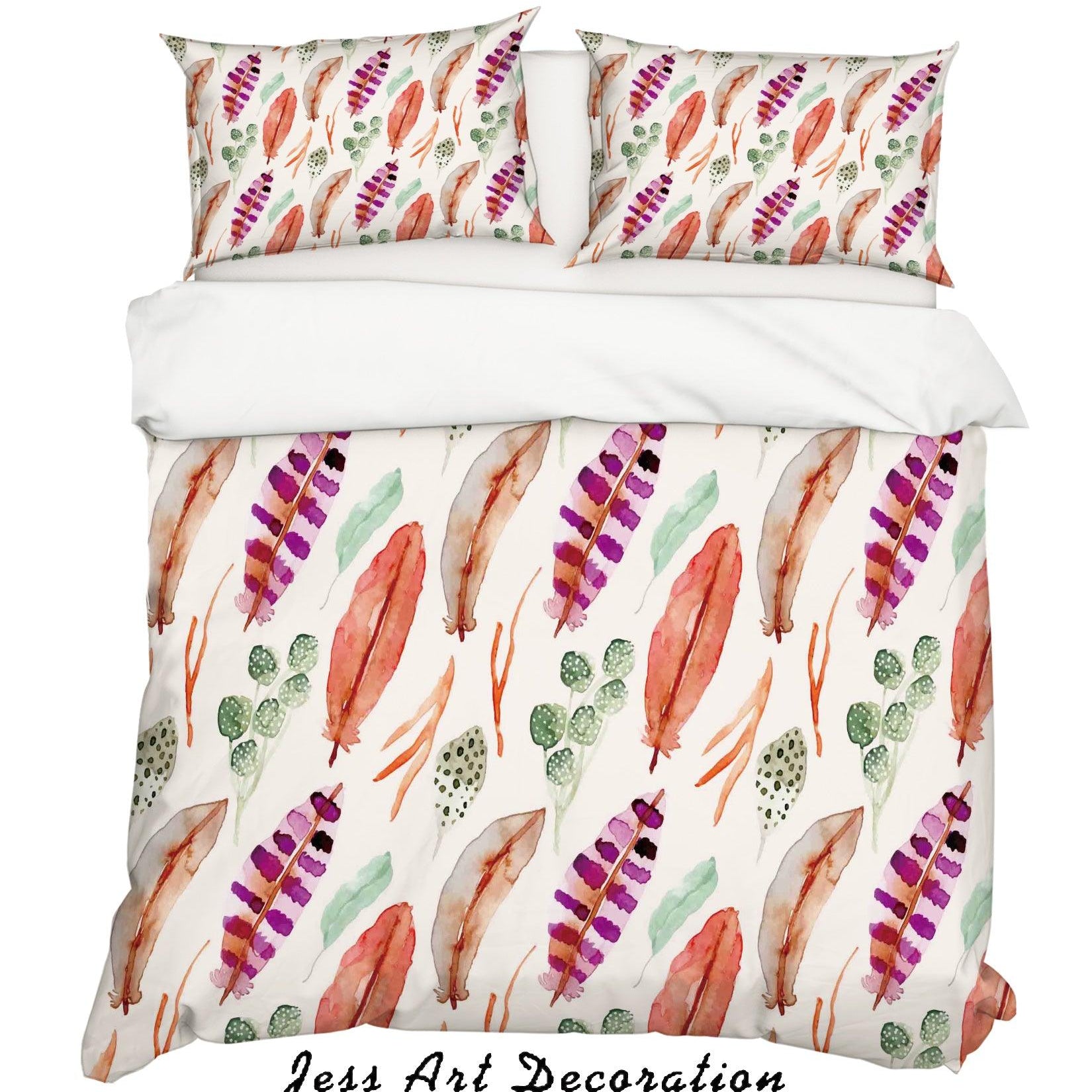 3D Watercolor Feathers Quilt Cover Set Bedding Set Pillowcases 86- Jess Art Decoration