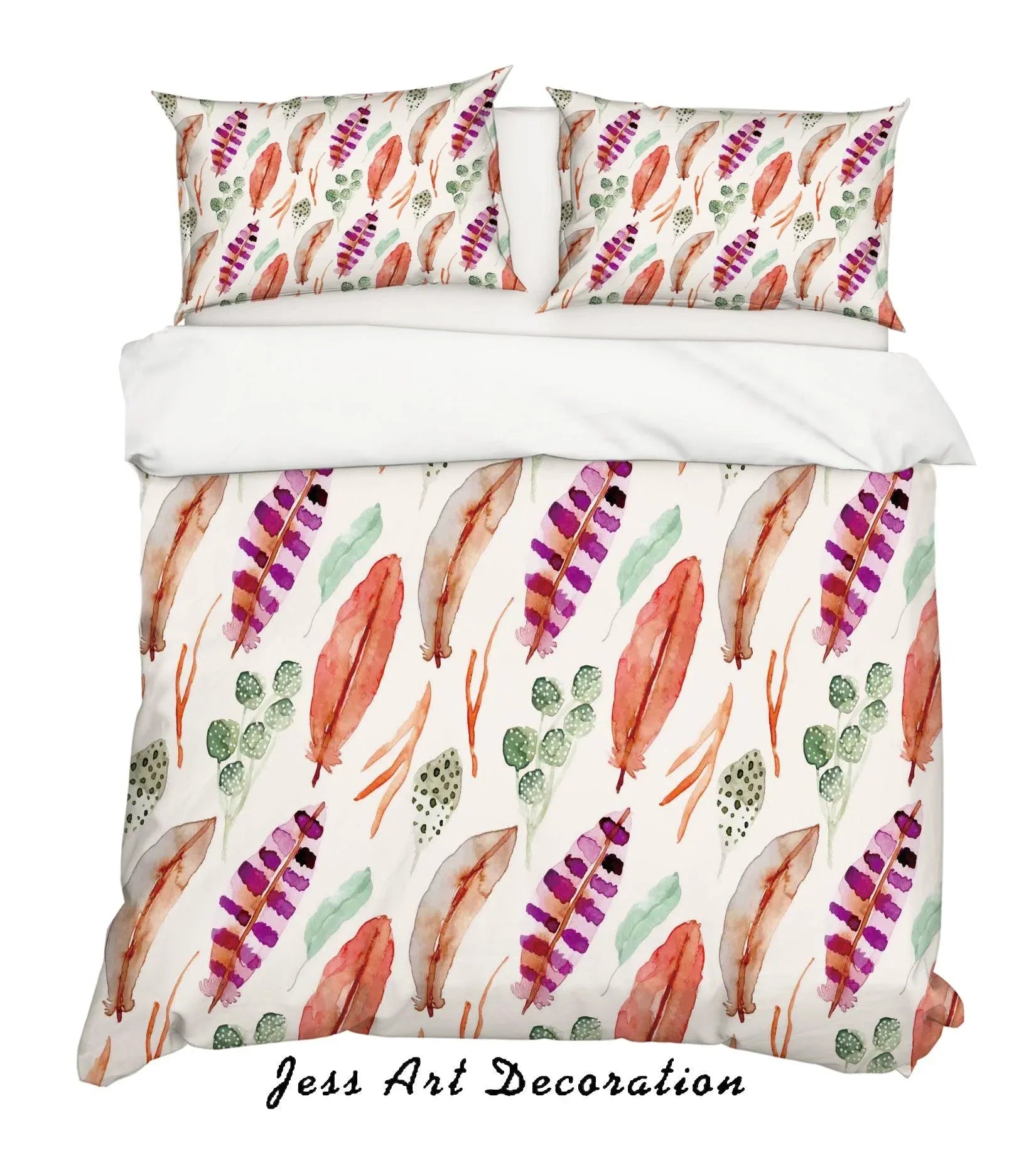 3D Watercolor Feathers Quilt Cover Set Bedding Set Pillowcases 86- Jess Art Decoration
