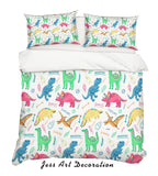 3D Colorful Dinosaur White Quilt Cover Set Bedding Set Pillowcases 03- Jess Art Decoration