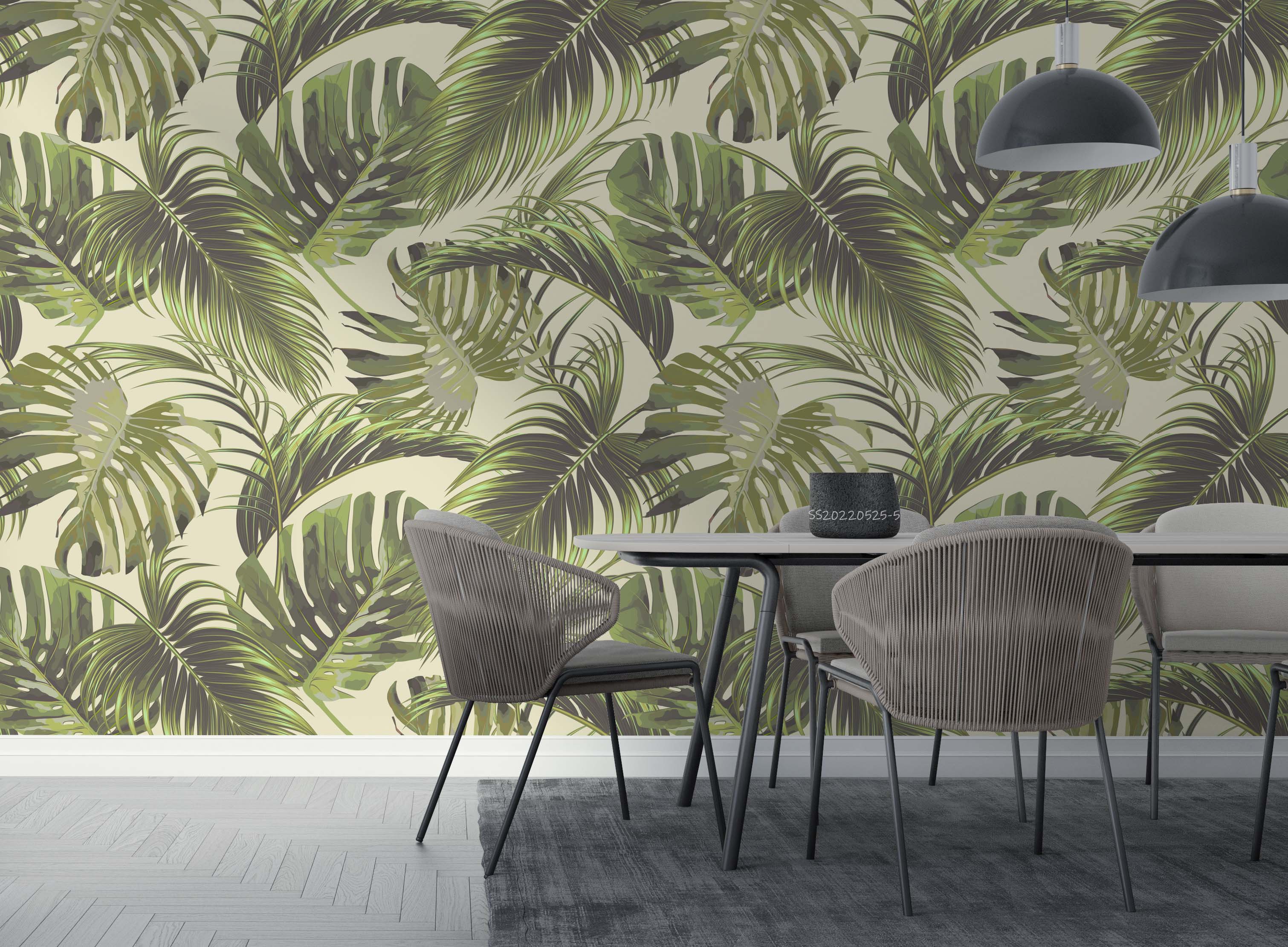 3D Tropical Plant Green Leaf Wall Mural Wallpaper GD 987- Jess Art Decoration
