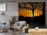 3D Woods Golden Sun Sky Sunrise Curtains and Drapes GD 2240- Jess Art Decoration