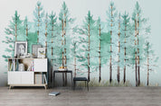 3D Green Trees Forest Wall Mural Wallpaper SF25- Jess Art Decoration