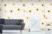 3D Watercolor Yellow Floral Pattern Wall Mural Wallpaper LQH 104- Jess Art Decoration