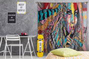 3D Colorful Graffiti Woman Curtains and Drapes A22- Jess Art Decoration