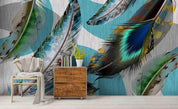 3D Peacock Feather Tree Wall Mural Wallpaper 201- Jess Art Decoration