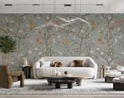 3D Vintage Branch Floral Bird Wall Mural Wallpaper GD 675- Jess Art Decoration