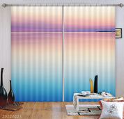 3D Abstract Ocean Skyline Pink Curtains and Drapes GD 2831- Jess Art Decoration