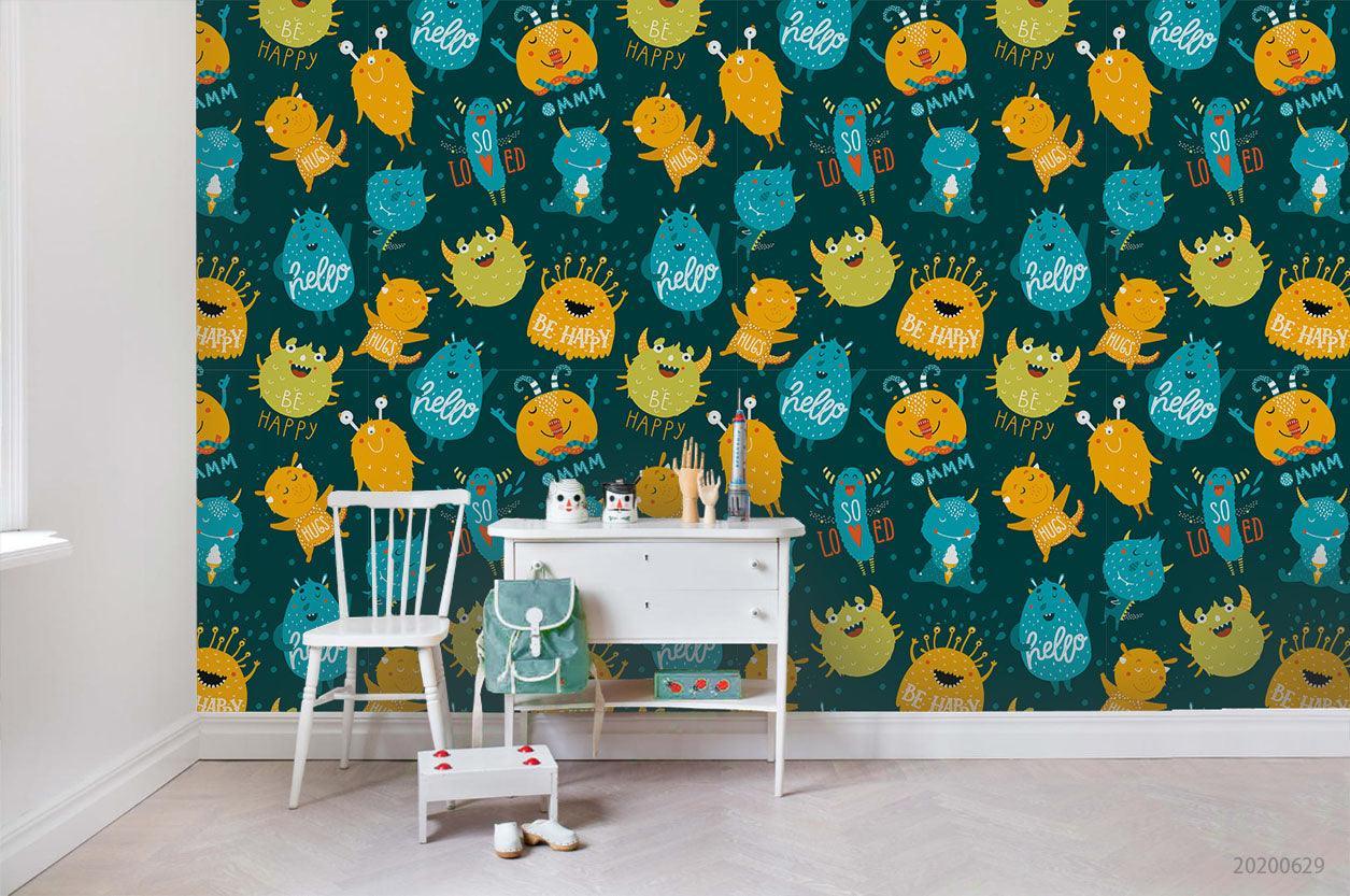 3D Cartoon Monster Pattern Wall Mural Wallpaper A367 LQH- Jess Art Decoration