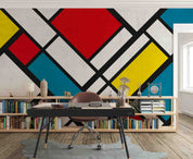 3D Vintage Background Mondrian Style Red Yellow Blue Wall Mural Wallpaper GD 1172- Jess Art Decoration